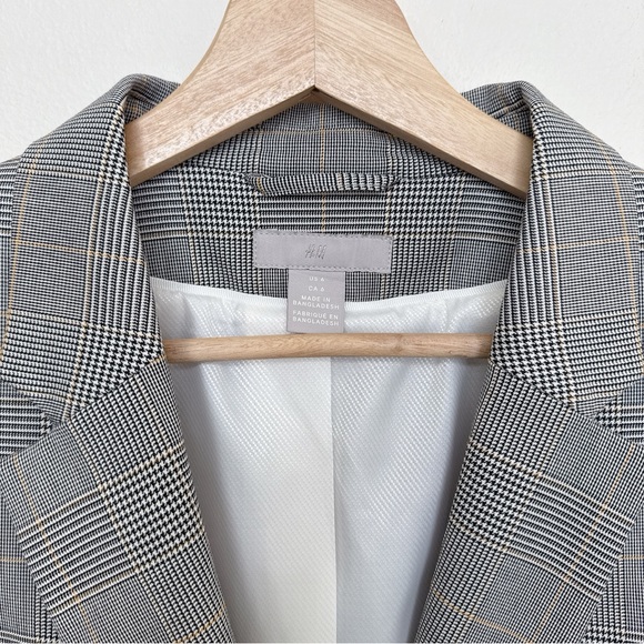 H&M Womens 6 Grey Houndstooth Fitted Blazer - Picture 8 of 12